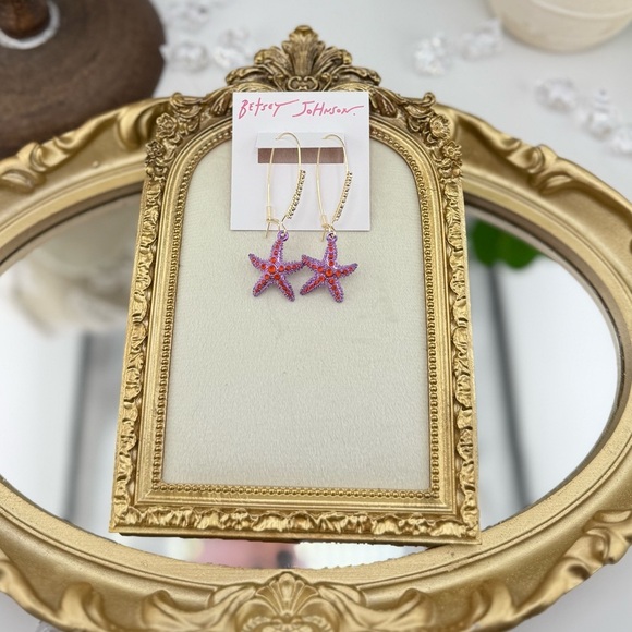 Betsey Johnson Starfish Crystal Drop Earrings - Picture 4 of 5
